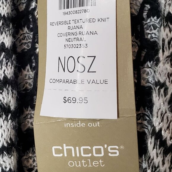 NWT Chicos Reversible Textured Knit Ruana Poncho Wrap OS - Picture 4 of 5
